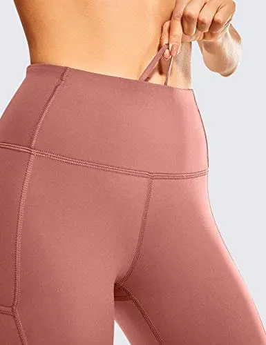 CRZ YOGA Women's Naked Feeling Workout Leggings 25 Inches - High Waisted Yoga Pants with Side Pockets Light Reddish Brown
