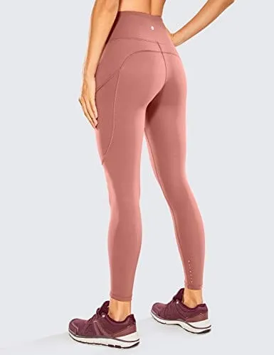 CRZ YOGA Women's Naked Feeling Workout Leggings 25 Inches - High Waisted Yoga Pants with Side Pockets Light Reddish Brown