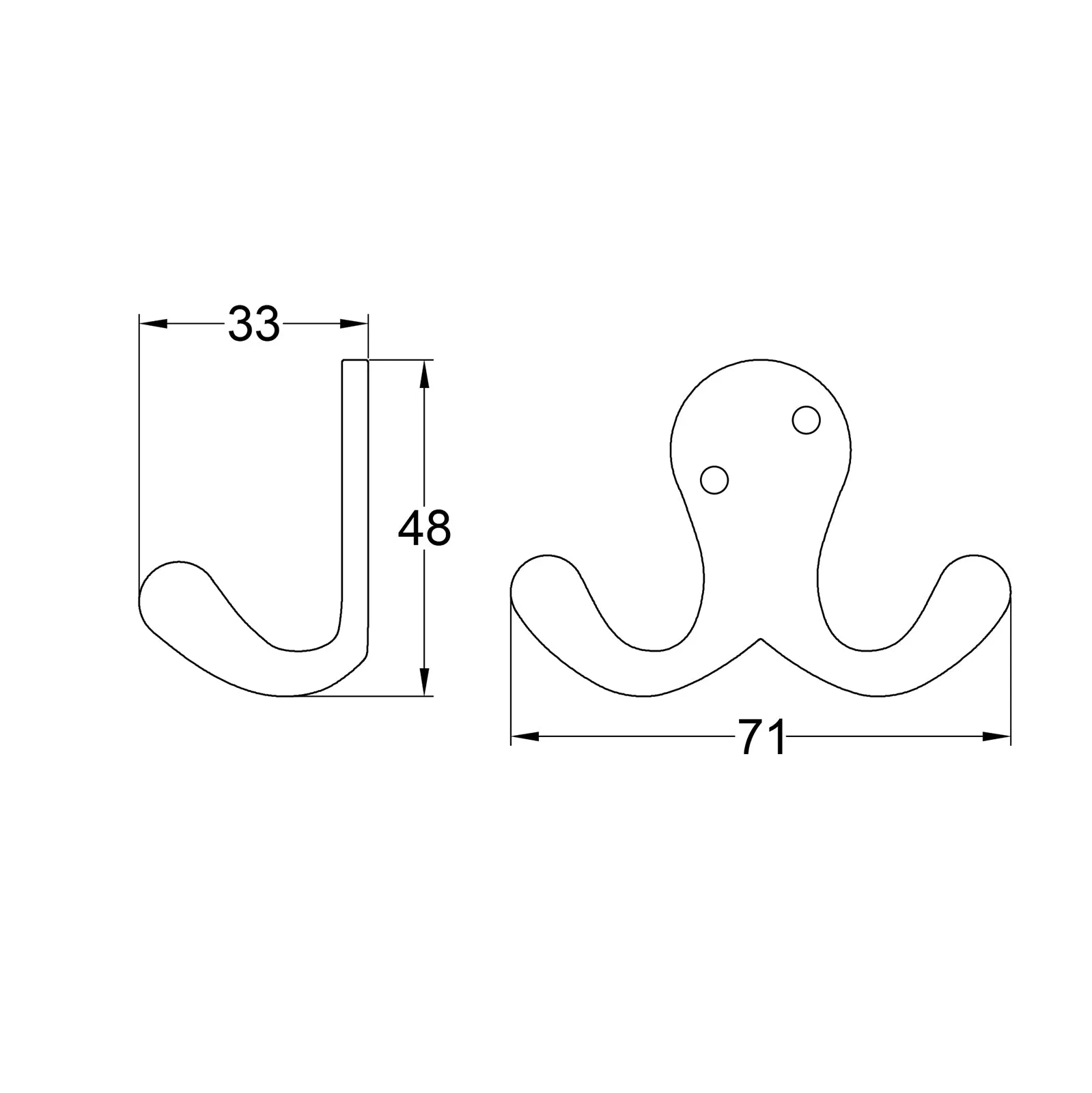 Double Robe Hook - Black