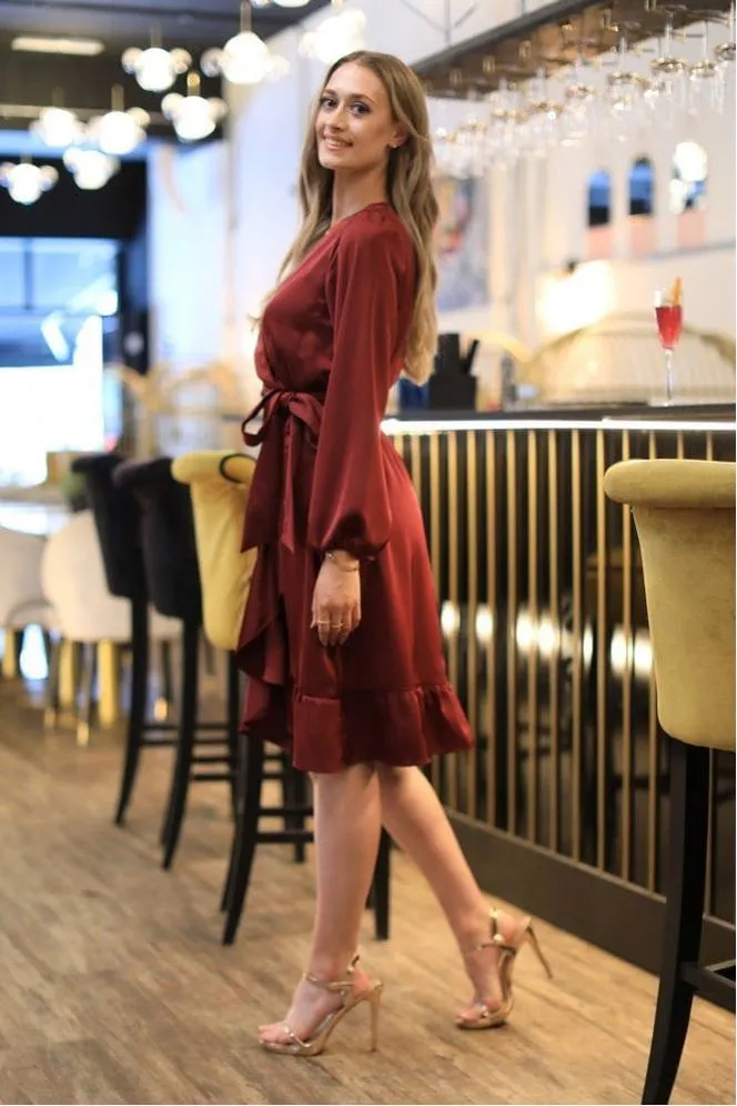 Double Second Red Frill Wrap Dress