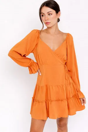 Dusty Orange Puff Sleeve Dress