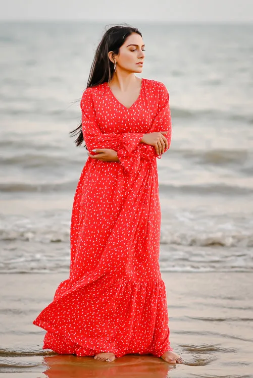 Ellena - Elegant Polka Dot V-neck Dress
