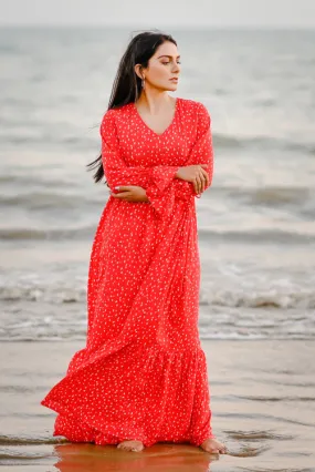 Ellena - Elegant Polka Dot V-neck Dress