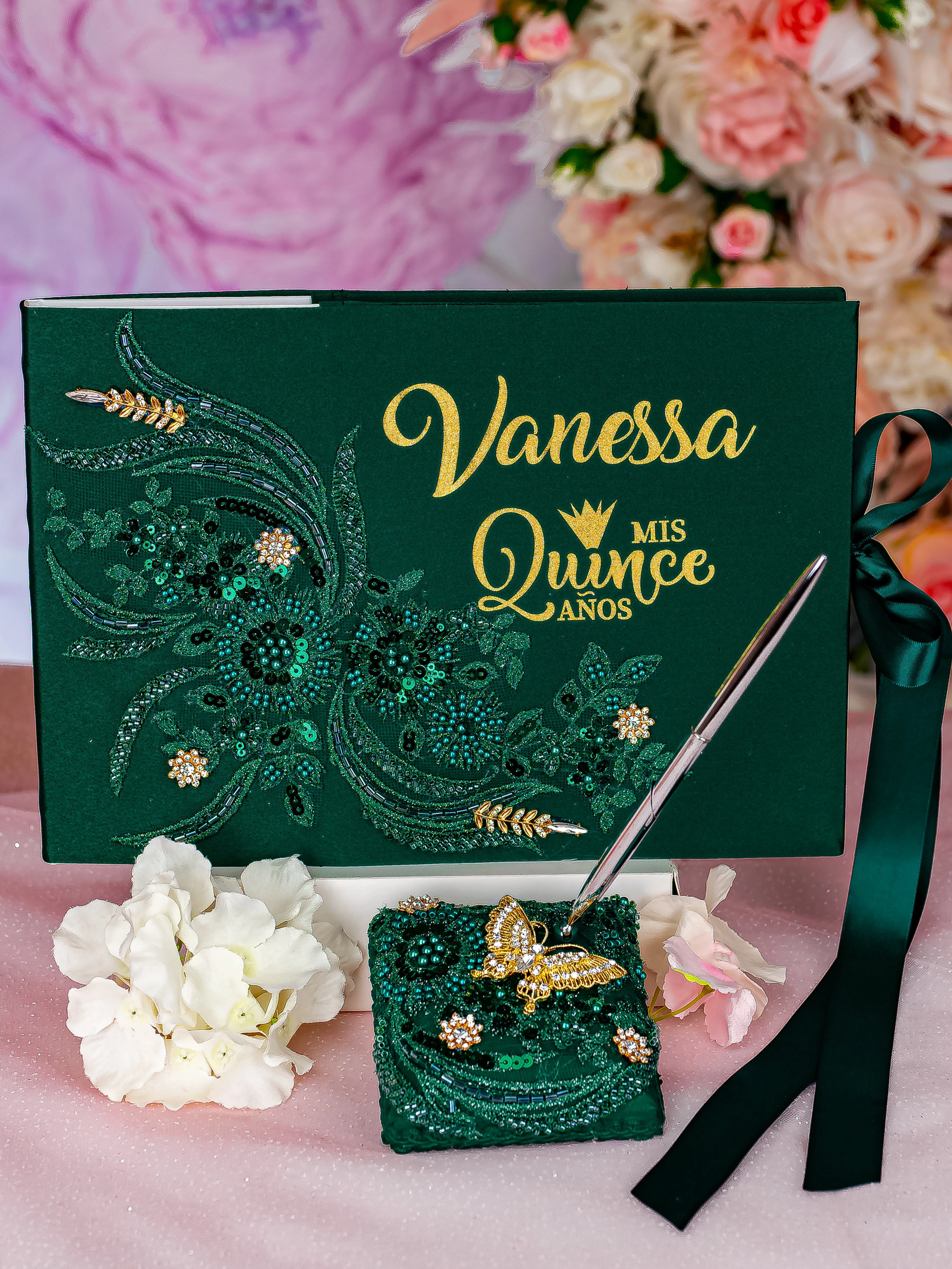 Emerald Green teddy bear for quinceanera