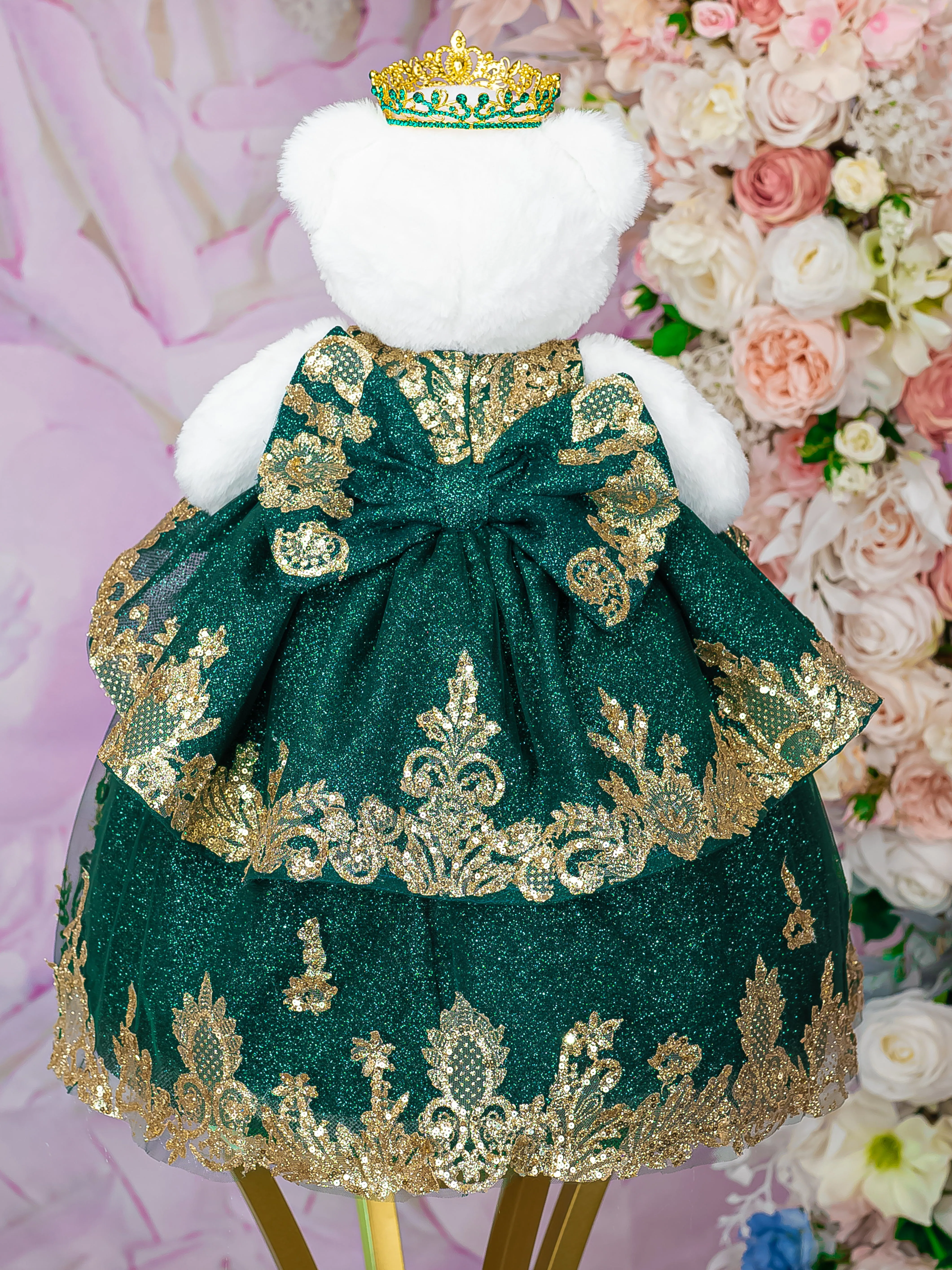 Emerald Green teddy bear for quinceanera