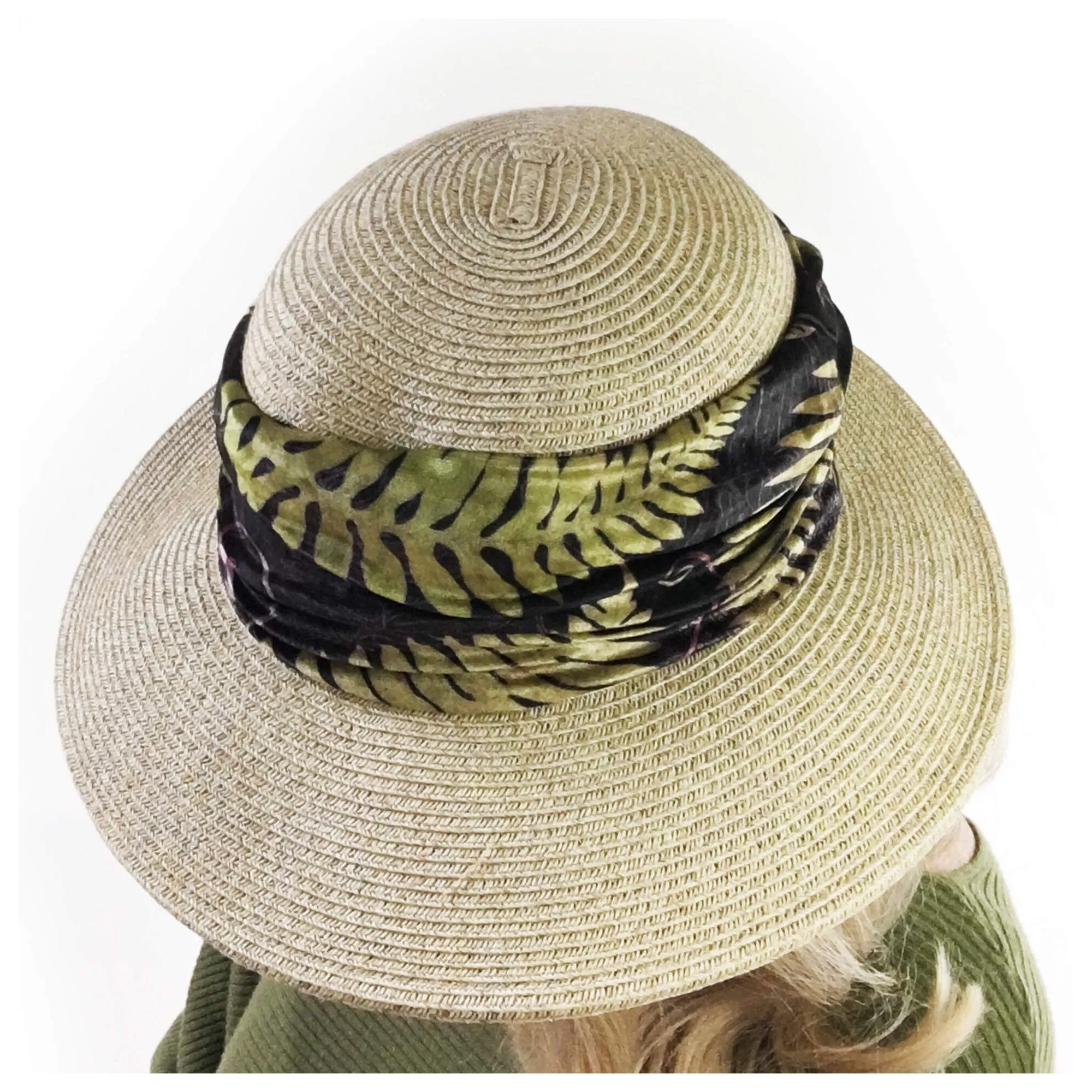 Ferns & Fiddleheads, Versatile Scarf, Headband, HatBand, Neck Warmer, Ladies Scarf, Velour Scarf, Designer Gaiter, Handpainted and printed