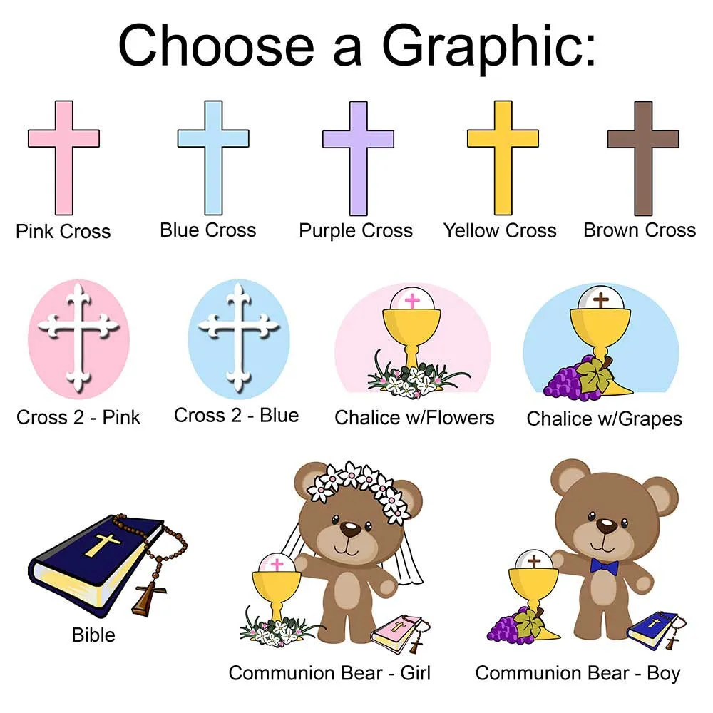 First Communion Teddy Bear Gift Set - Personalized 13" Brown Vera Bear