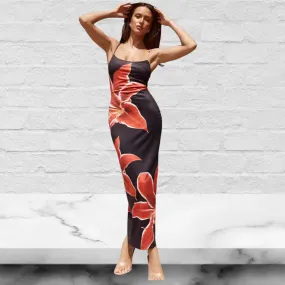 Floral Printed Spaghetti Strap Sleeveless Maxi Dress