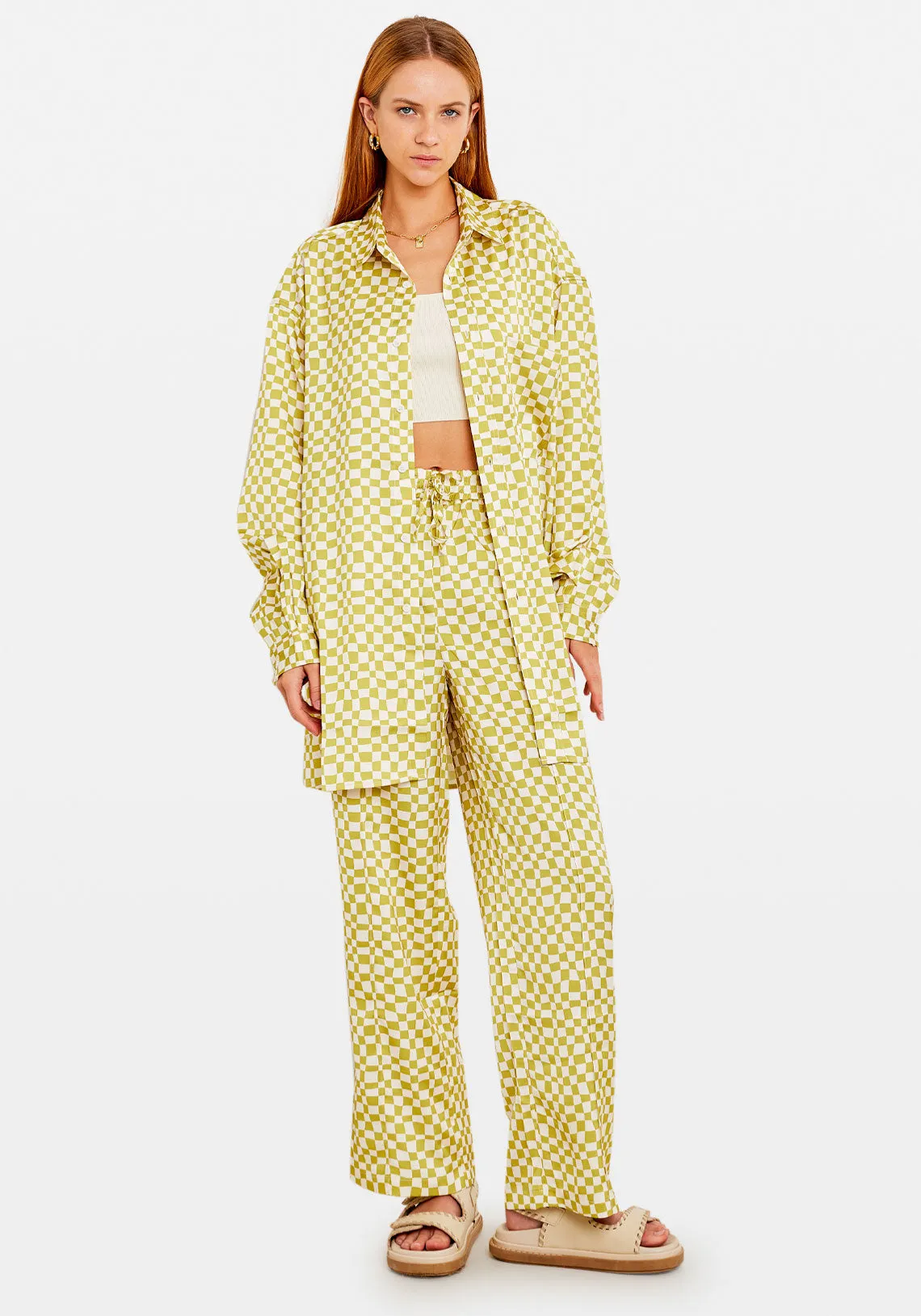 FONDA PANTS GREEN WHITE