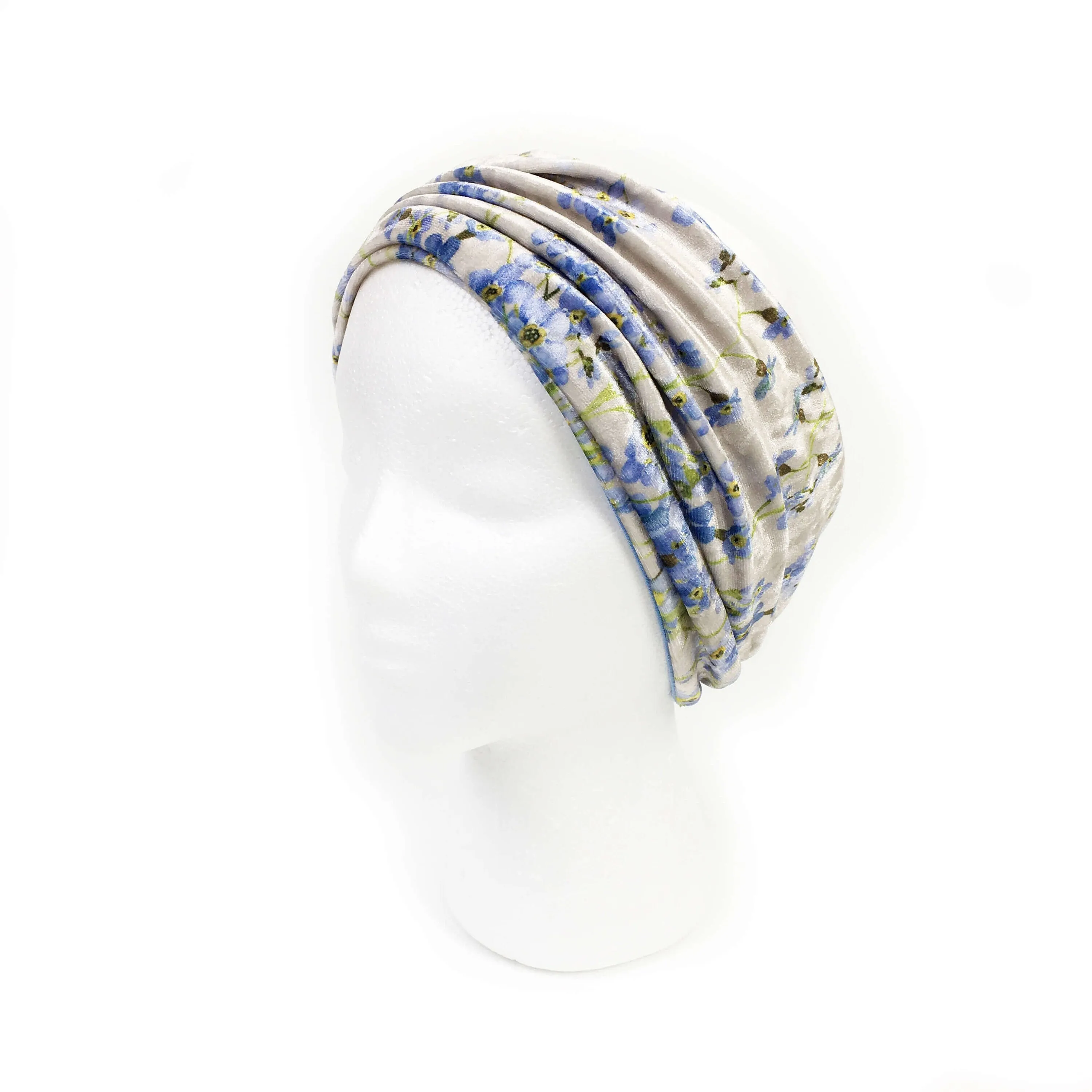 Forget-Me-Nots,  Versatile Scarf, Headband, HatBand, Neck Warmer, Ladies Scarf, Velour Scarf, Designer Gaiter, Handpainted and printed
