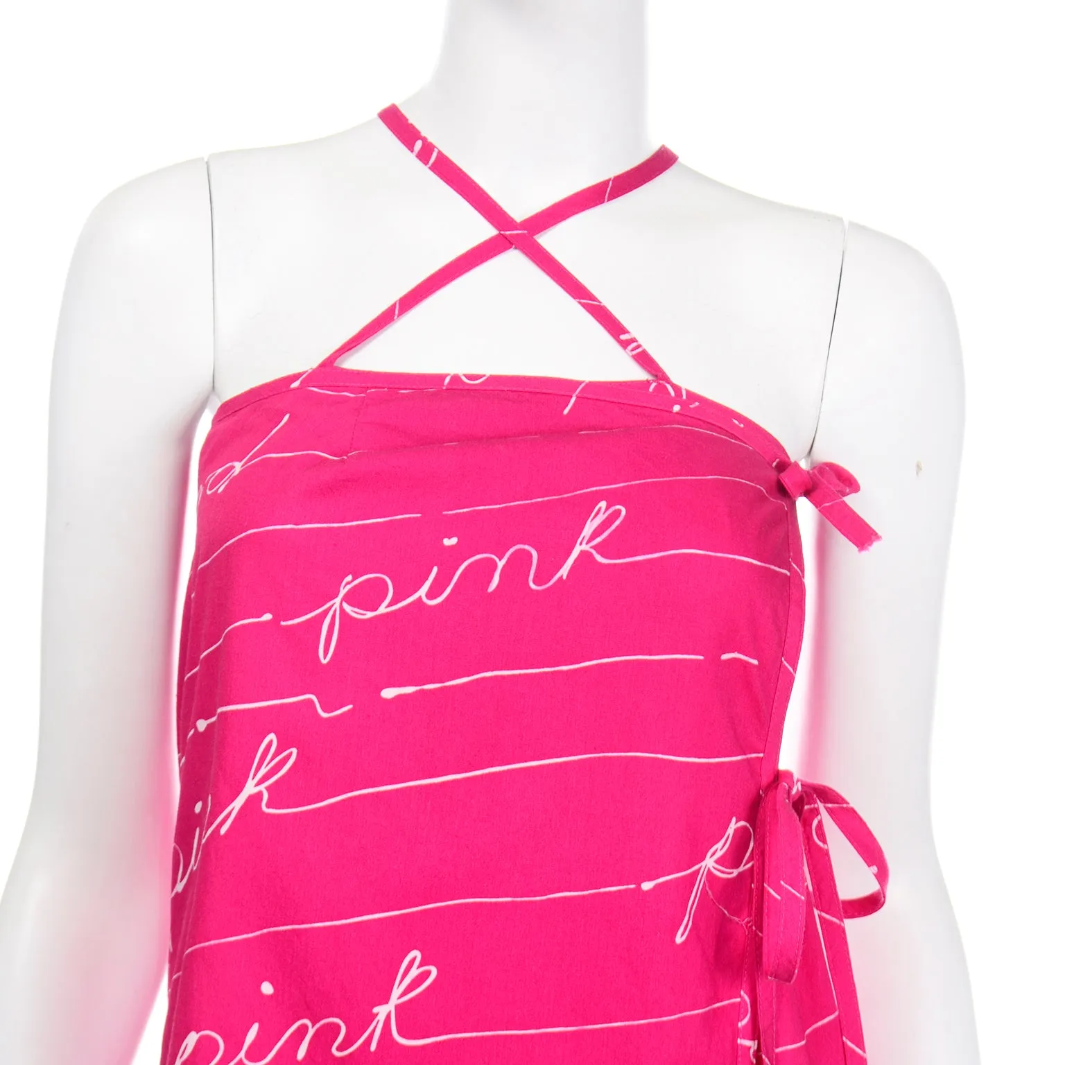 Hot Pink Bill Tice Vintage Summer Dress With Crossover Straps