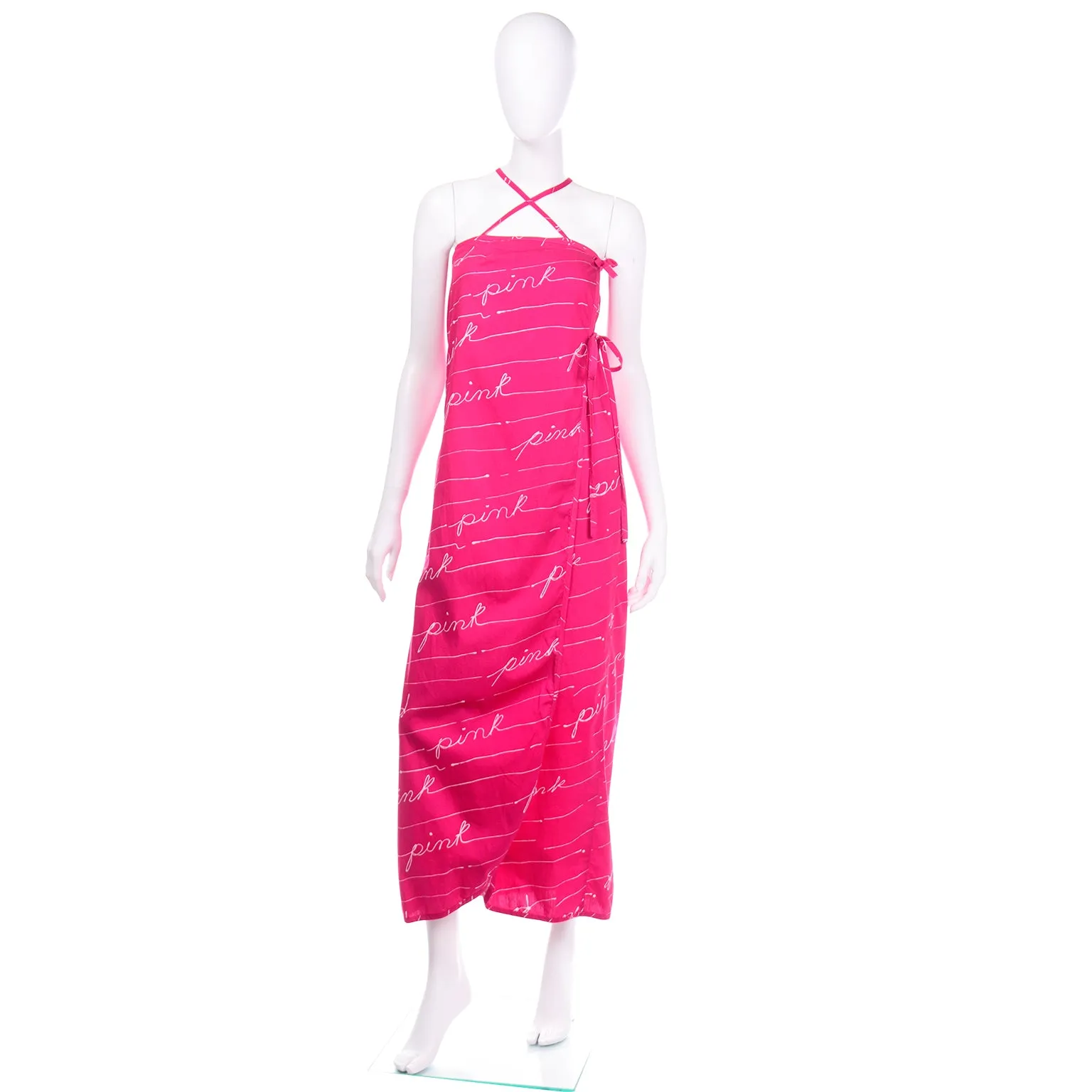 Hot Pink Bill Tice Vintage Summer Dress With Crossover Straps
