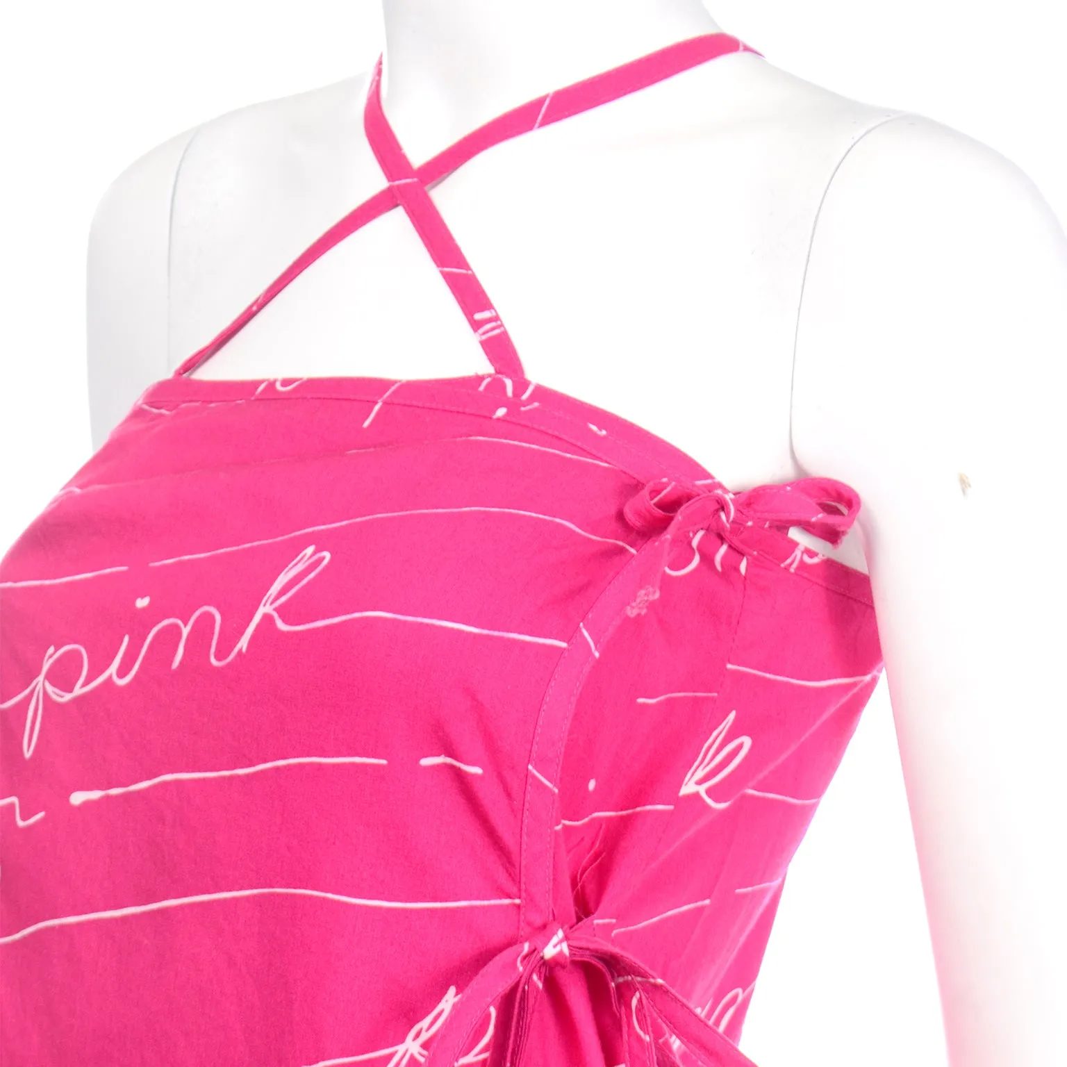 Hot Pink Bill Tice Vintage Summer Dress With Crossover Straps