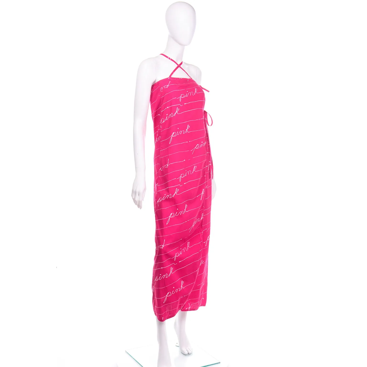 Hot Pink Bill Tice Vintage Summer Dress With Crossover Straps