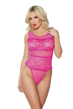Hot Pink Heather & Lace Teddy