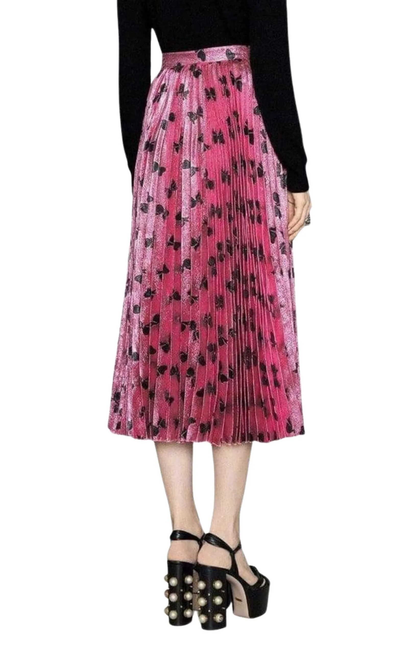 Iridescent Bow Lurex Pleated Skirt