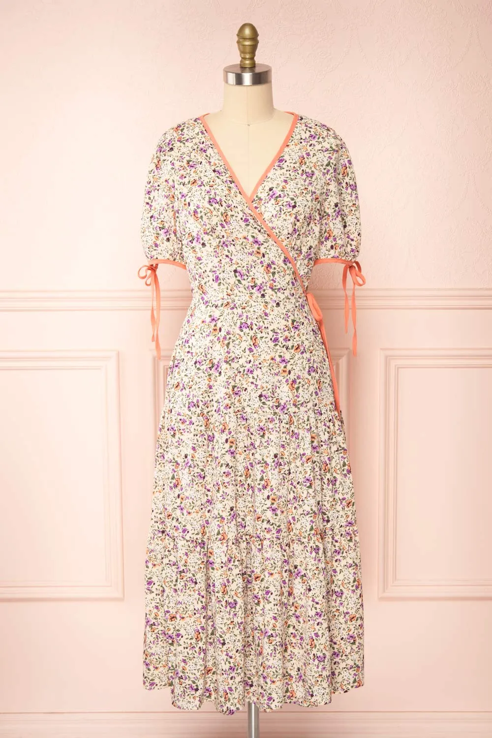 Kate Beige | Floral Midi Wrap Dress