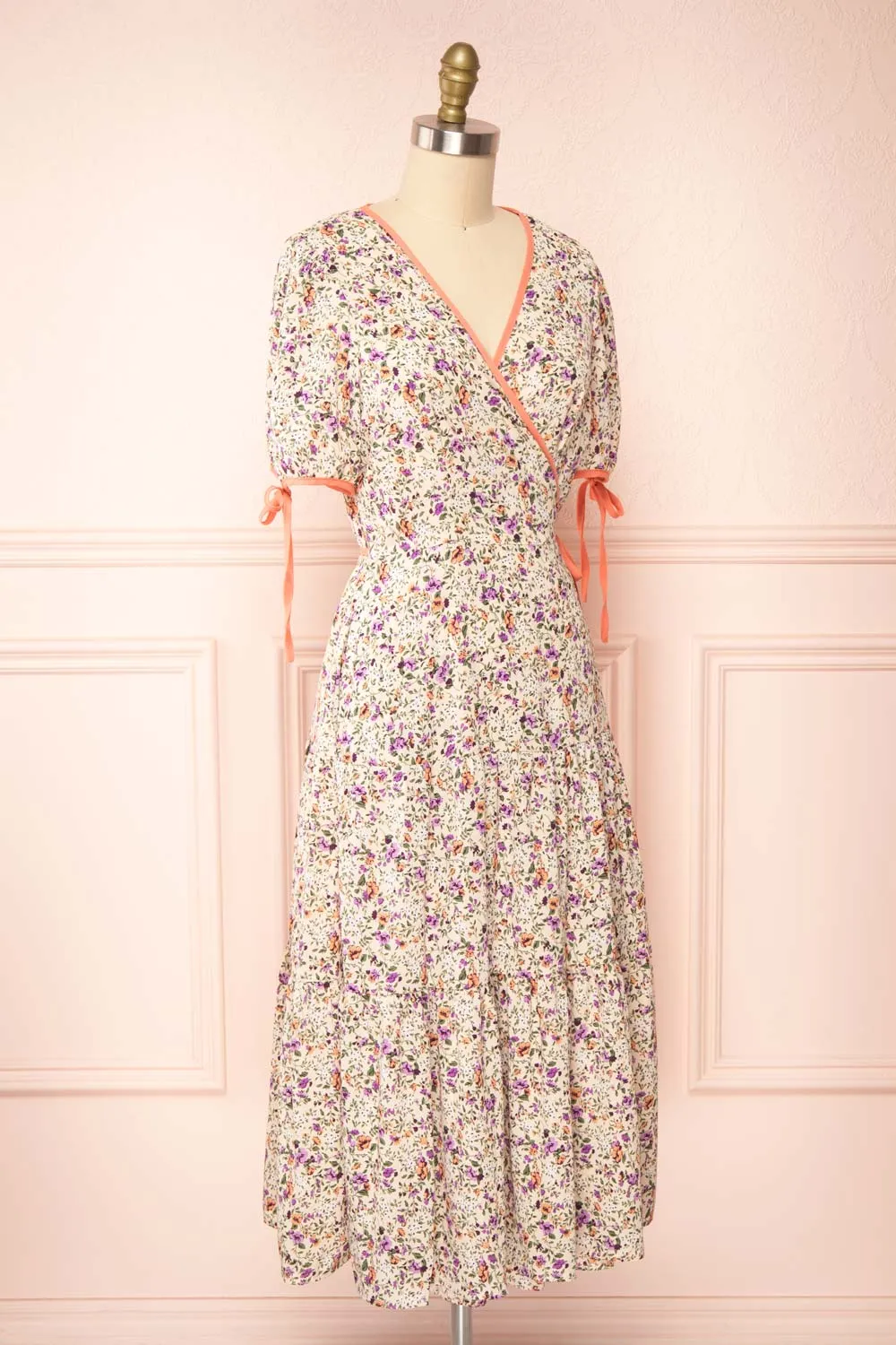 Kate Beige | Floral Midi Wrap Dress