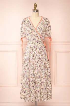 Kate Beige | Floral Midi Wrap Dress