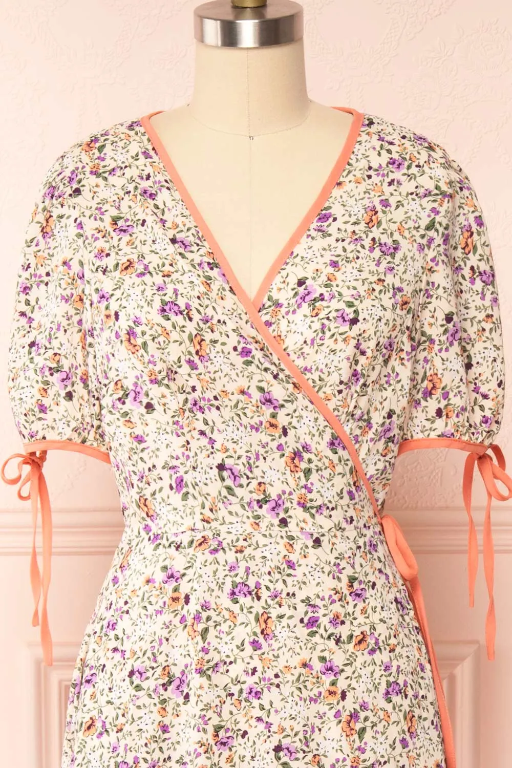 Kate Beige | Floral Midi Wrap Dress