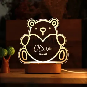 Kid's Name Teddy Bear Lamp for Bedroom