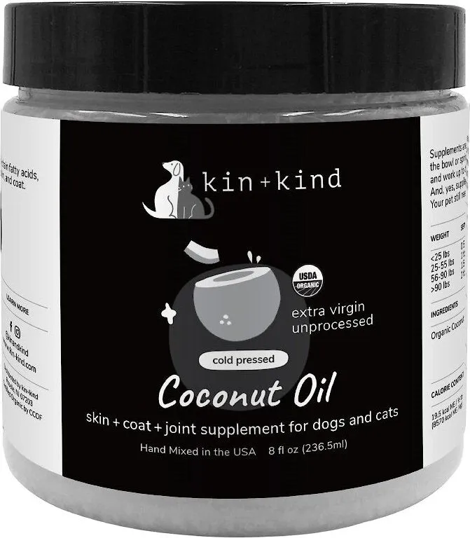 Kin   Kind Raw Coconut Oil Skin & Coat Boost 8 oz.