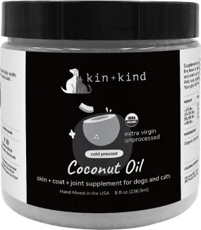 Kin   Kind Raw Coconut Oil Skin & Coat Boost 8 oz.