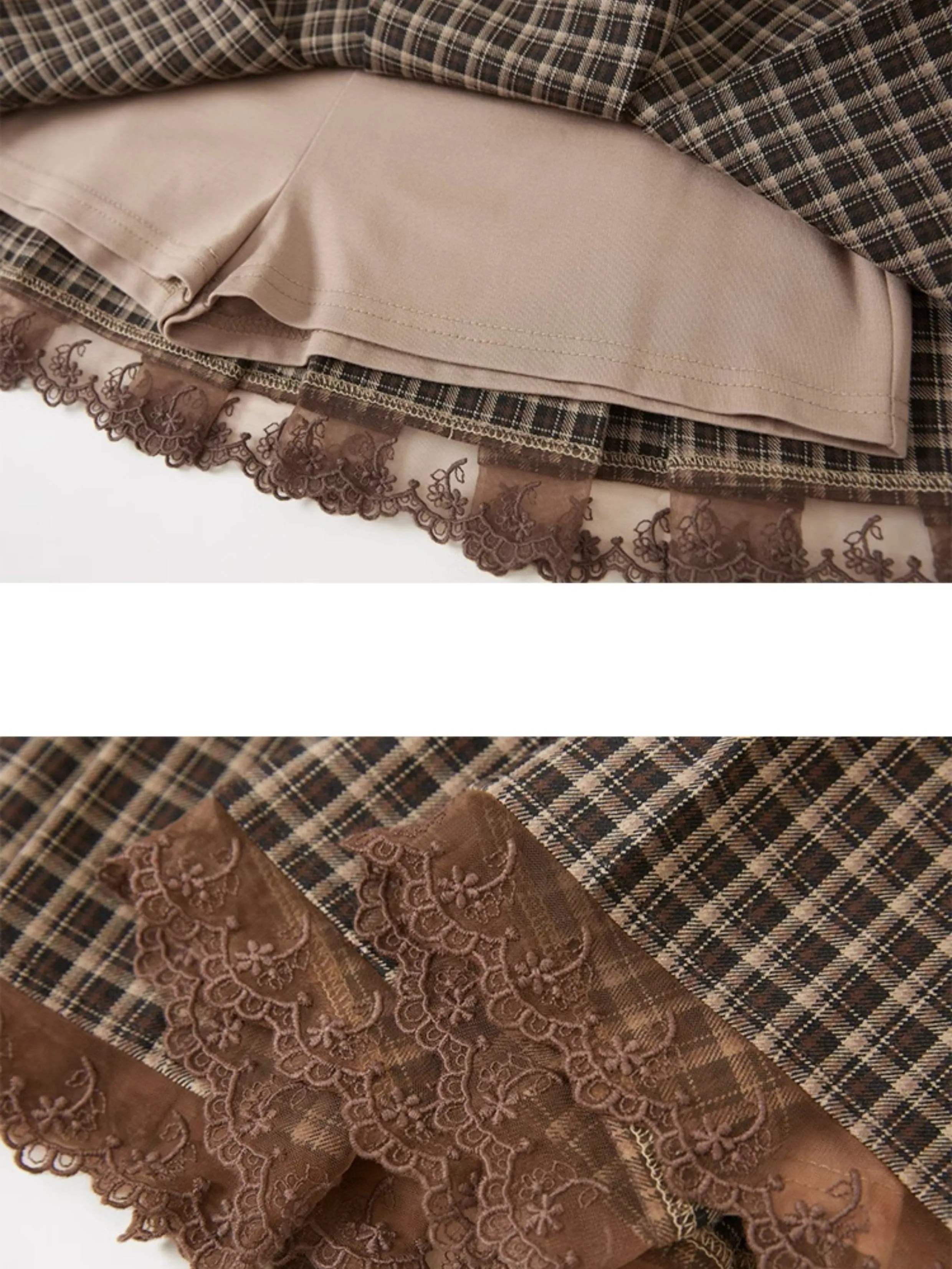 Lace Pleated Skirt With Belt Design