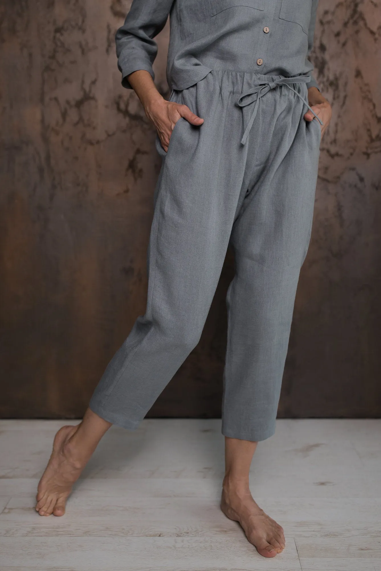 Linen Pants IEVA In Grey