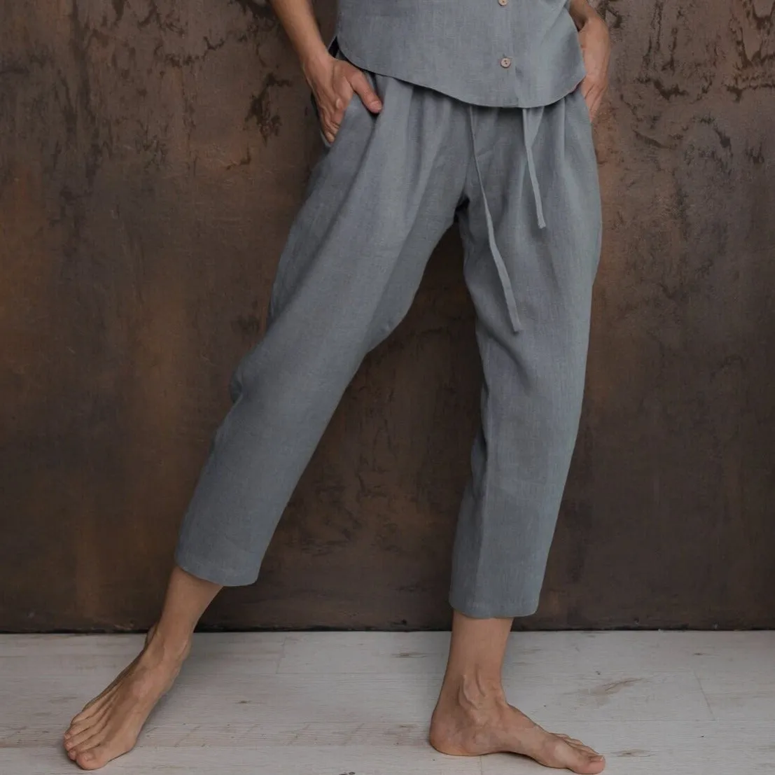 Linen Pants IEVA In Grey