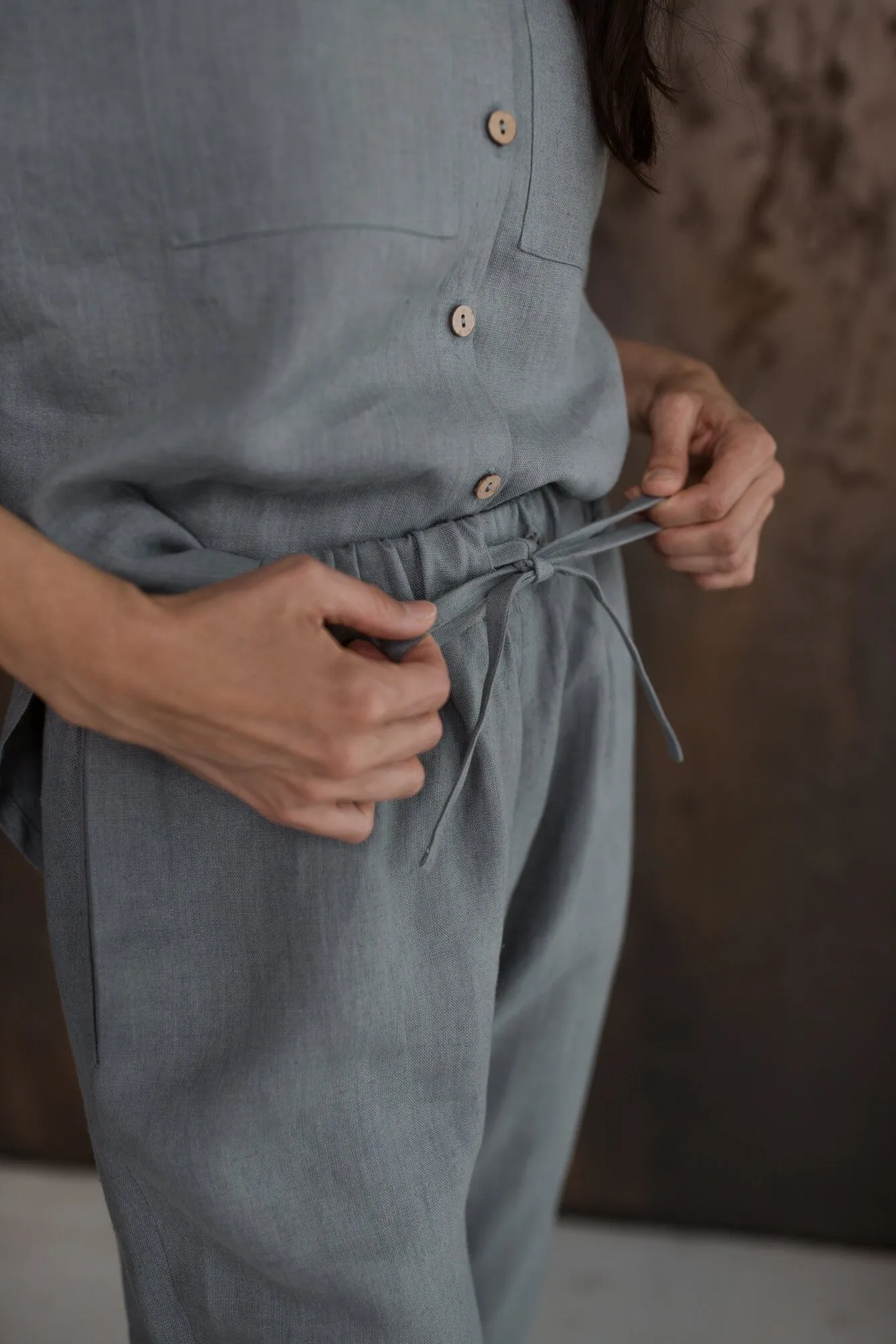 Linen Pants IEVA In Grey