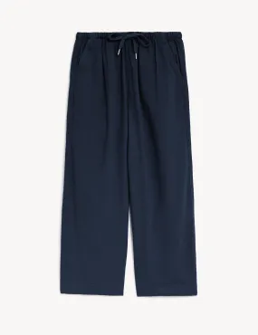 Linen Rich Wide Cropped Leg Trousers