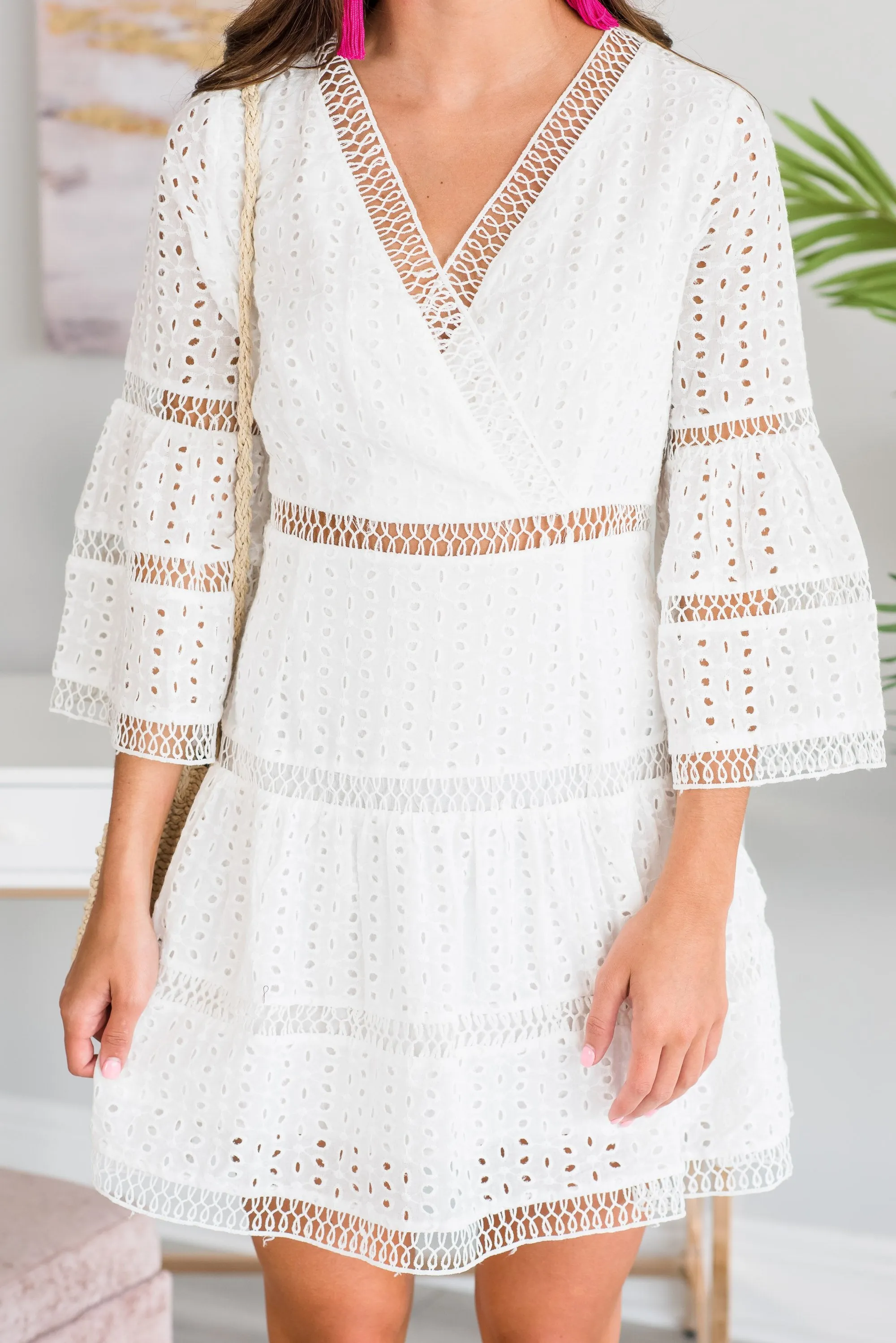 Listen Closely Ivory White Eyelet Dress