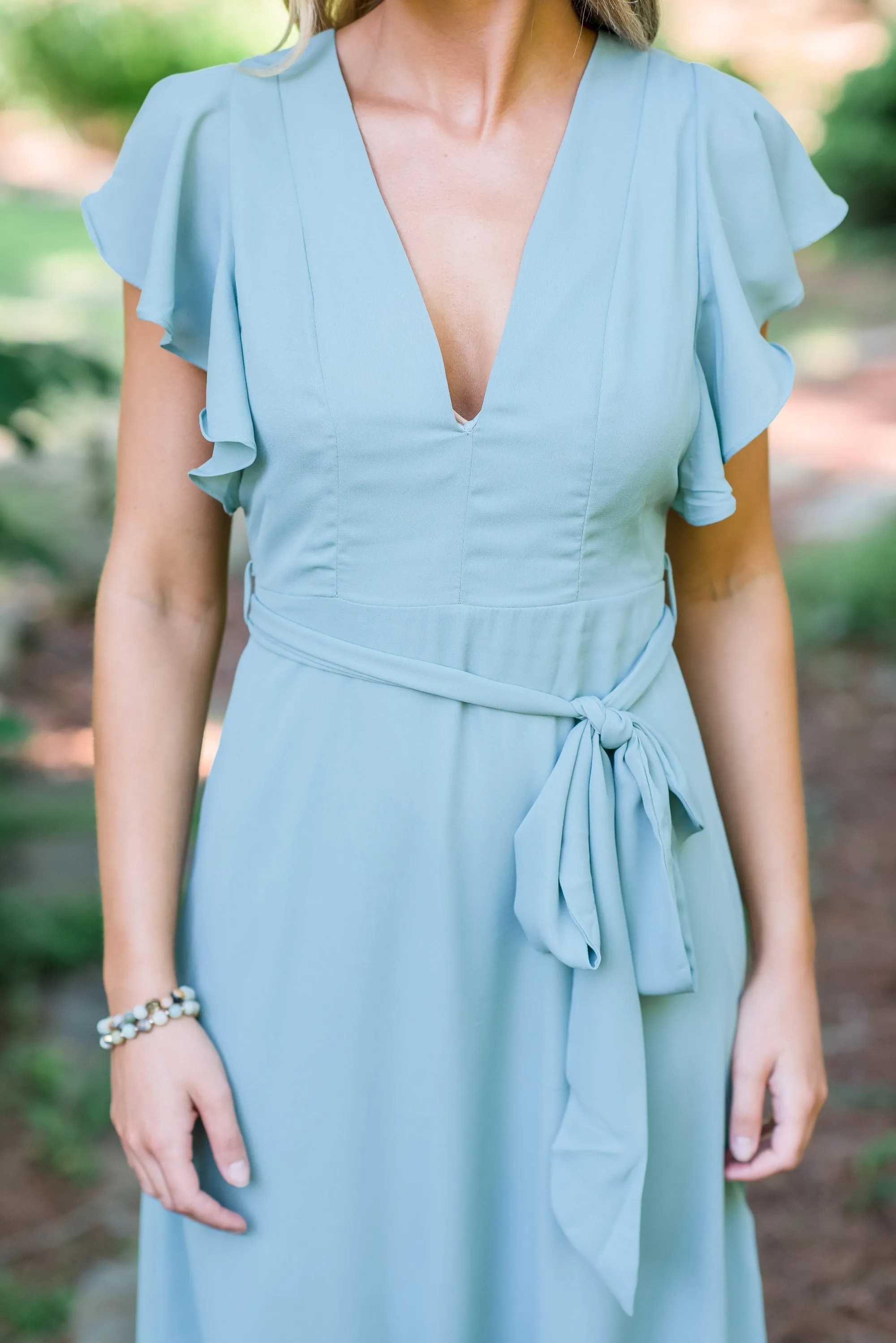 Living The Dream Aqua Blue Ruffled Maxi Dress