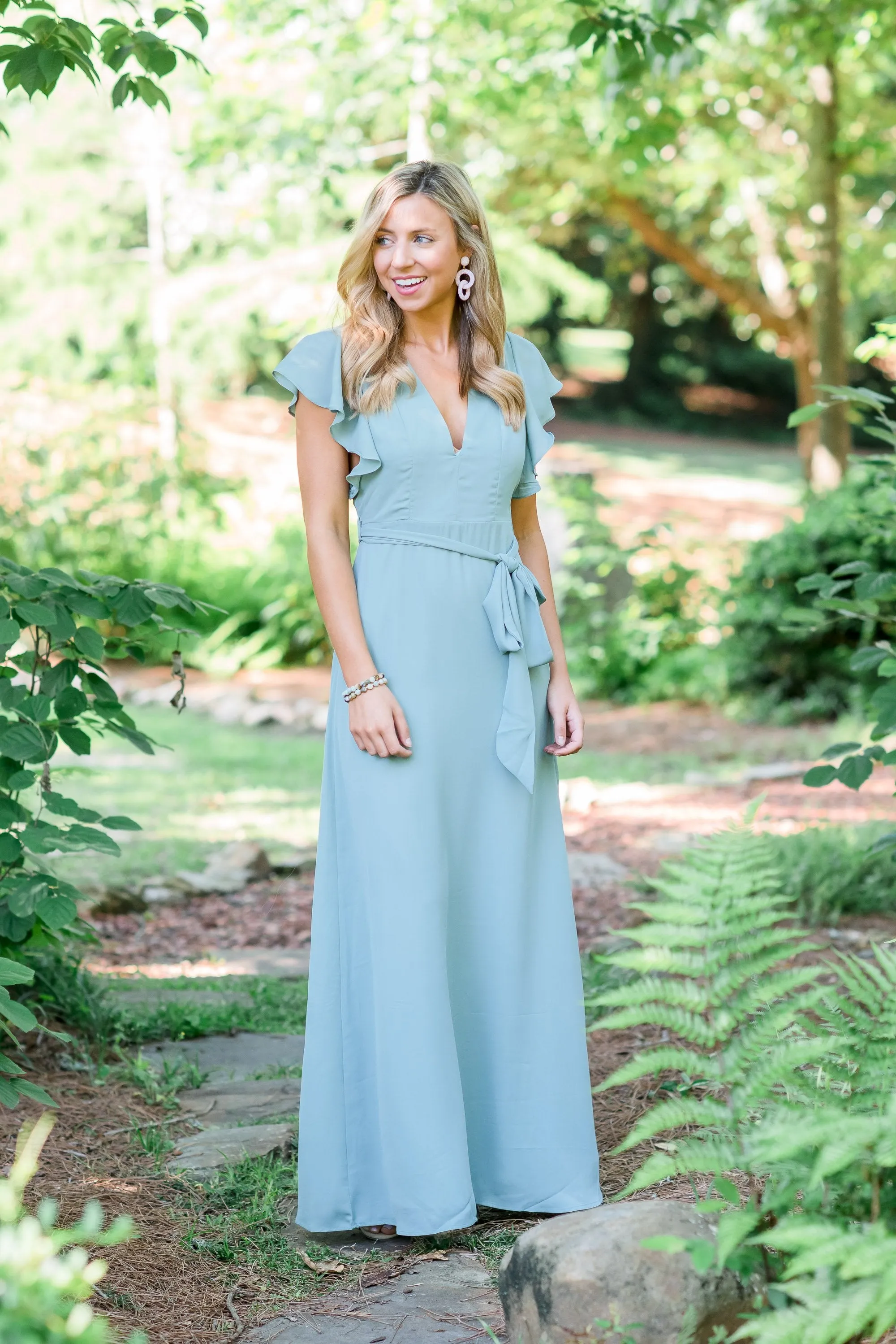 Living The Dream Aqua Blue Ruffled Maxi Dress