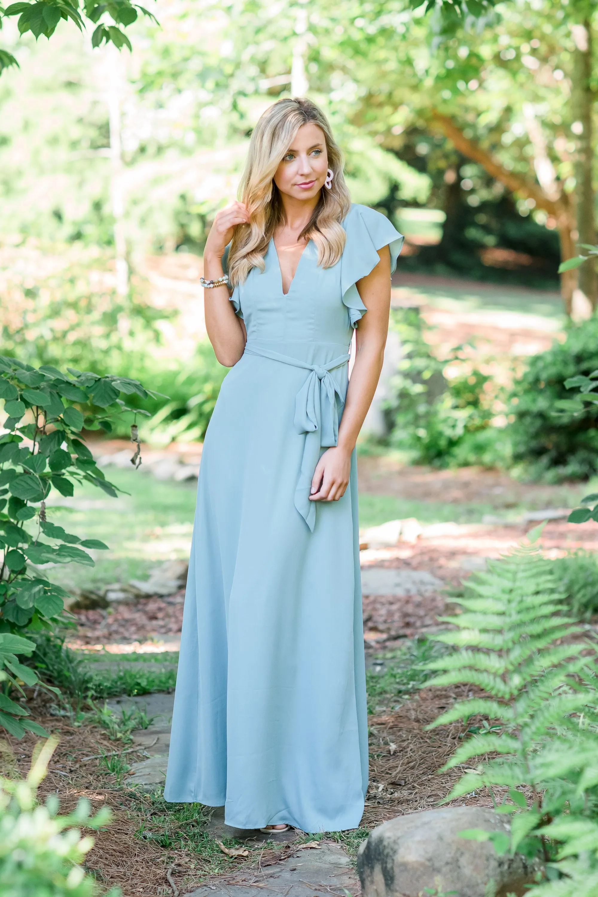 Living The Dream Aqua Blue Ruffled Maxi Dress