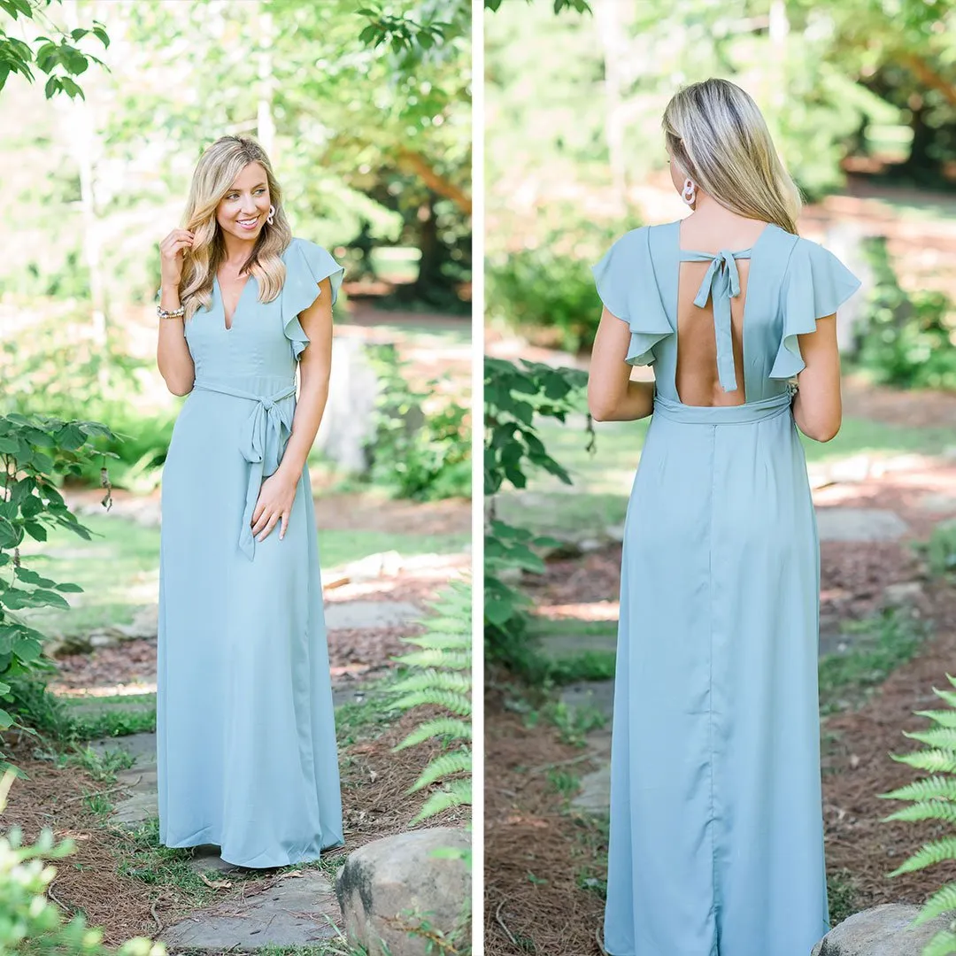 Living The Dream Aqua Blue Ruffled Maxi Dress