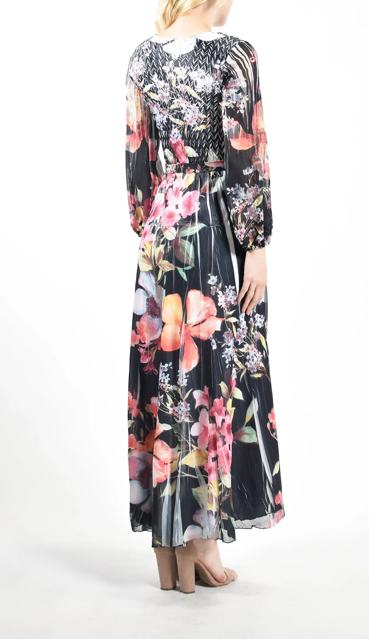 Long Sleeve Belted Maxi Dress