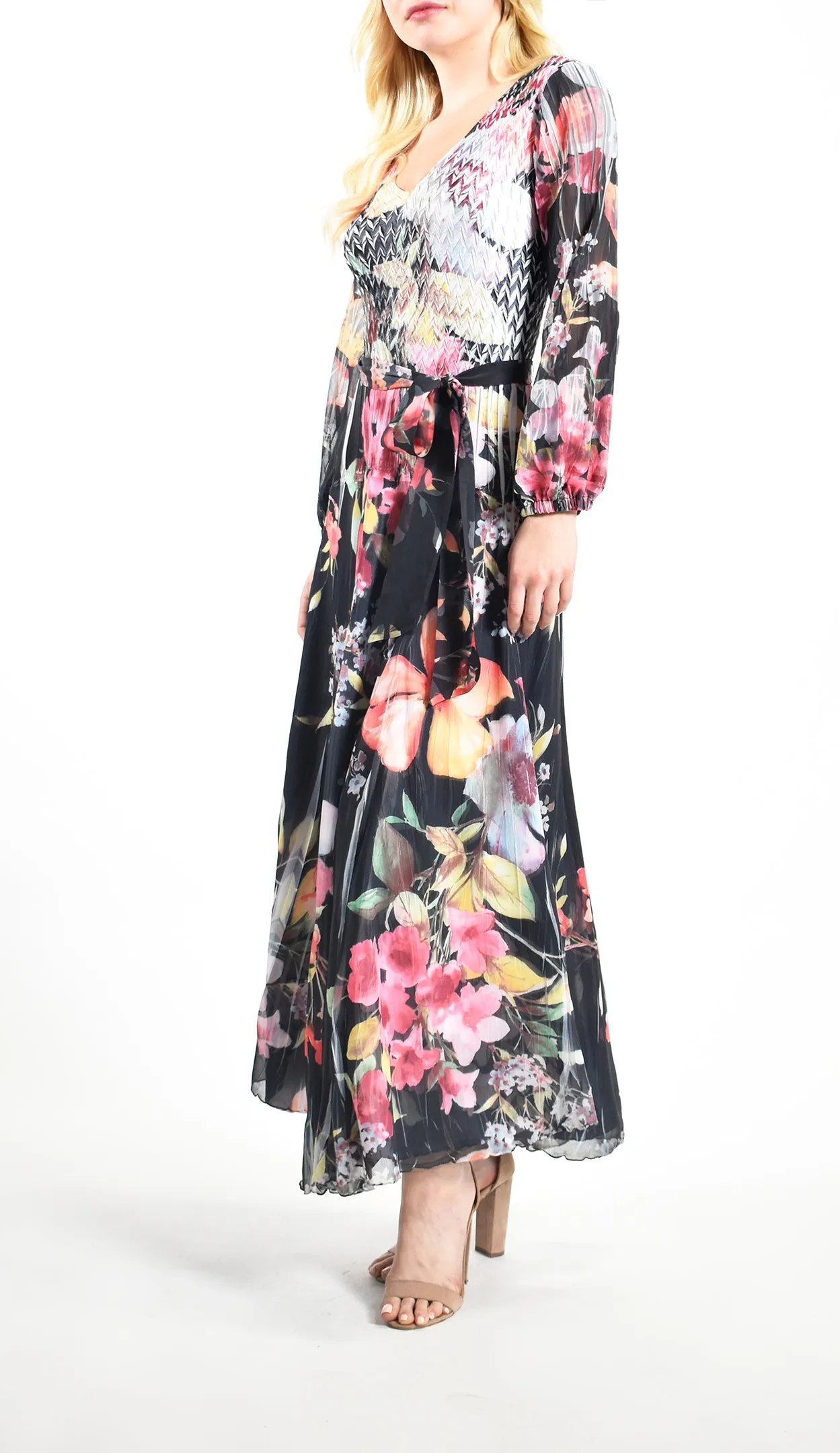 Long Sleeve Belted Maxi Dress