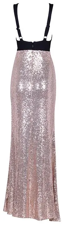 Low-Cut Embellished Maxi Dress