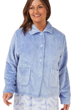 Marlon Diamond Embossed Fleece Bed Jacket Blue MA42473