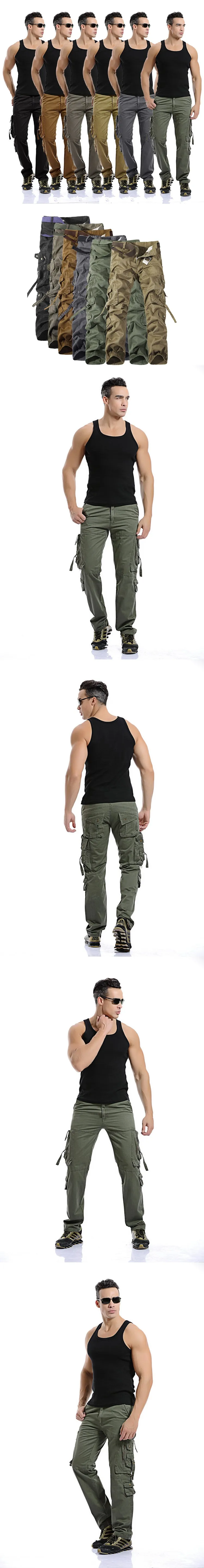 Men Cargo Pants Trouser Big Pockets Decoration