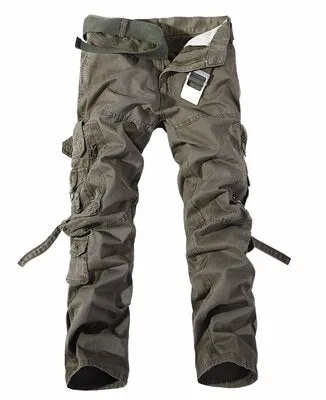 Men Cargo Pants Trouser Big Pockets Decoration