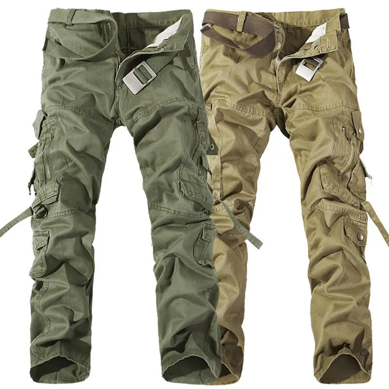 Men Cargo Pants Trouser Big Pockets Decoration