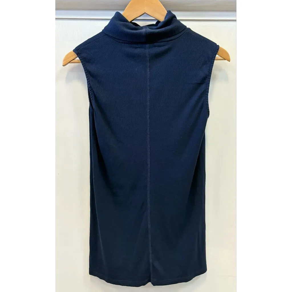 Michael Stars Hillary Ribbed Turtleneck Tank in Navy - Size Large