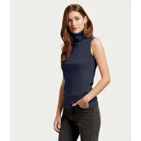 Michael Stars Hillary Ribbed Turtleneck Tank in Navy - Size Large