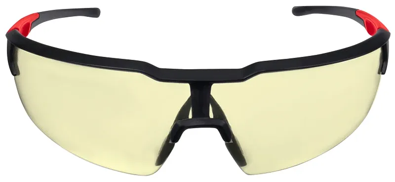 Milwaukee 48-73-2100 Safety Glasses, Unisex, Anti-Scratch Lens, Polycarbonate Lens, Plastic Frame, Black/Red Frame :CD: QUANTITY: 1