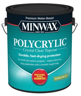 Minwax Polycrylic 111110000 Protective Finish, Ultra-Flat, Liquid, Clear, 1 gal :GAL: QUANTITY: 2