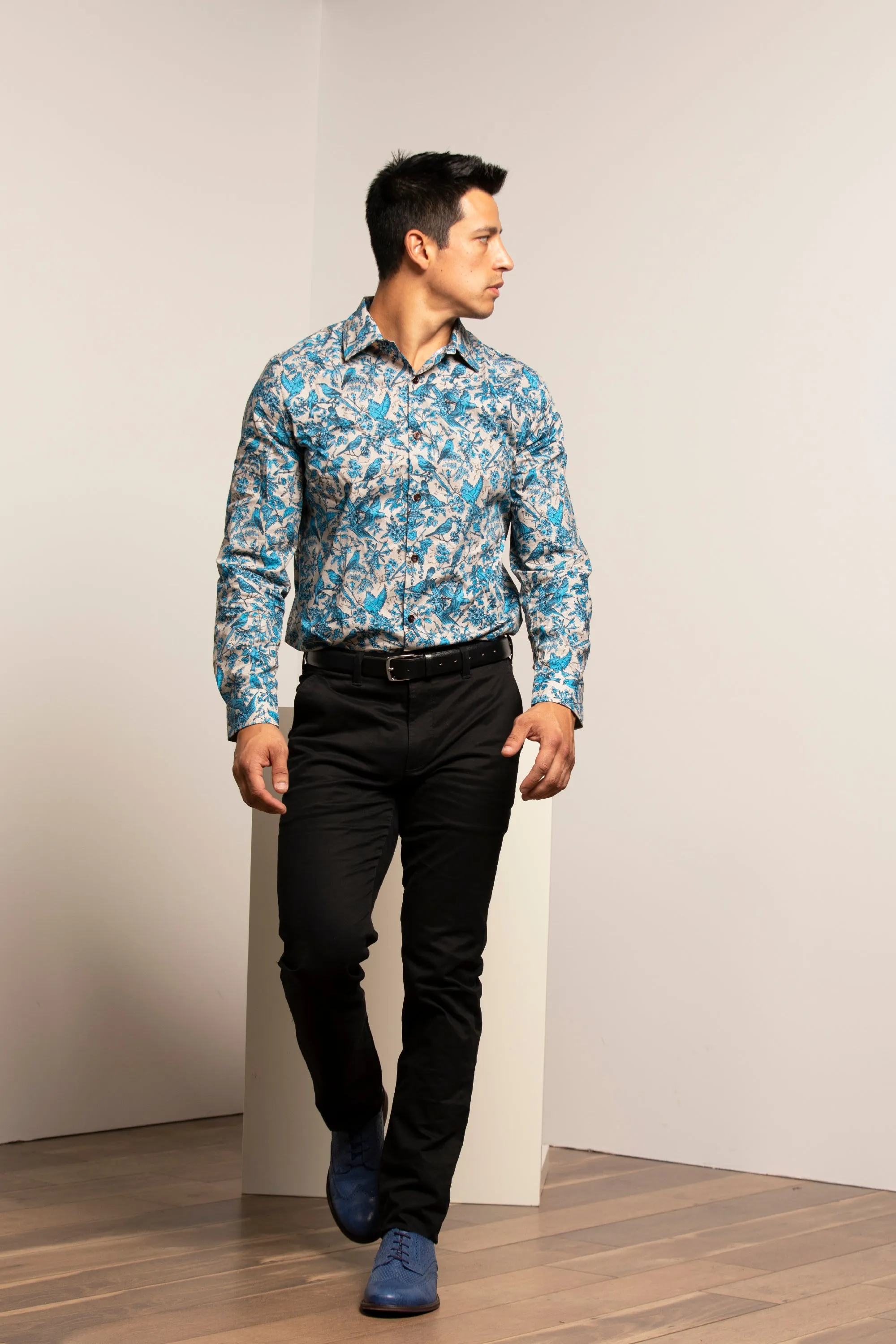 Nigel Simple Birds Tan Shirt