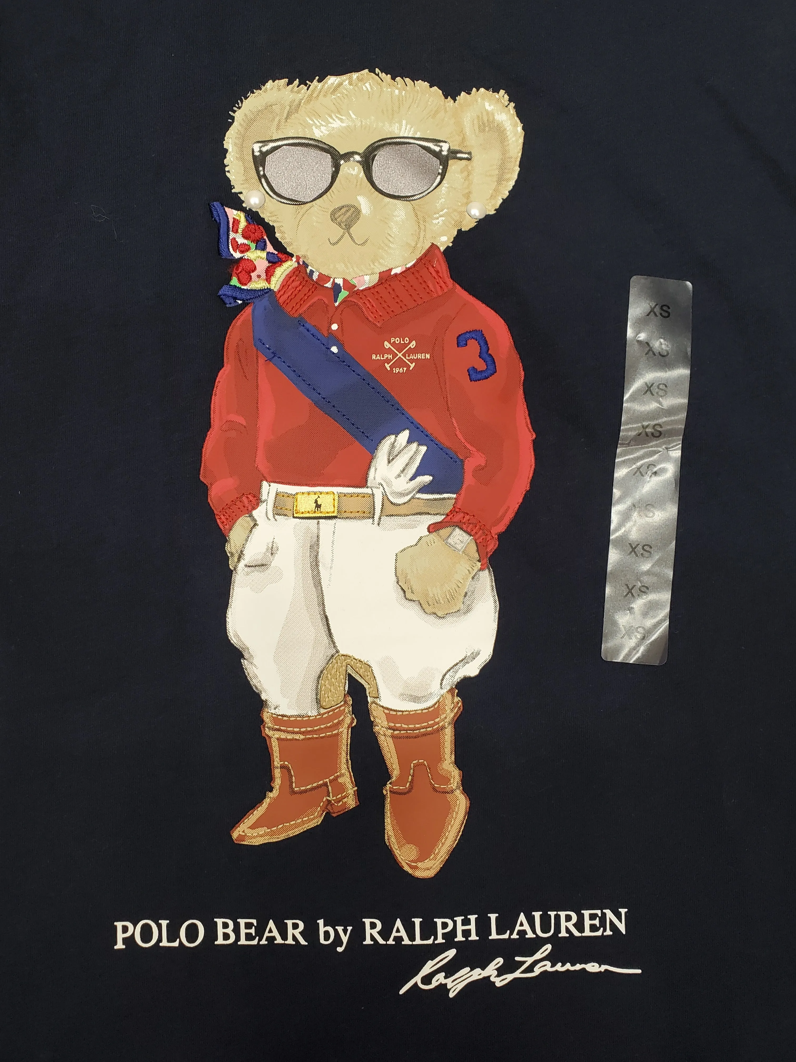 Nwt Polo Ralph Lauren Women'S Navy Rugby #3 Teddy Bear Tee